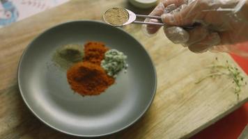 Meat meat in flour with spices. I preparing fried chicken video