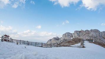 Travel in China, Beautiful landscape  view of Blue Moon Valley Shika Snow Mountain in Shangri-la, Lijiang, China. photo