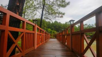 red bridge over the hot water lake photo