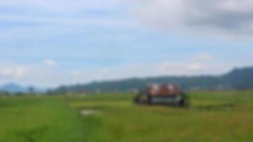 cabin in the middle of the rice fields surrounded by hills photo