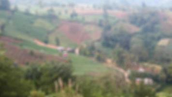 village on the hill with green trees photo