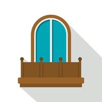 Retro balcony with an arched window icon vector