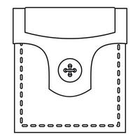 bolsillo con icono de válvula y botón, estilo de contorno vector