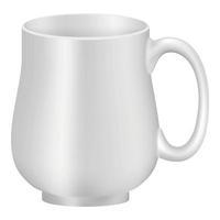 White empty mug mockup, realistic style vector