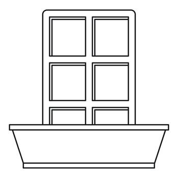 Window and flowerbox icon, outline style vector