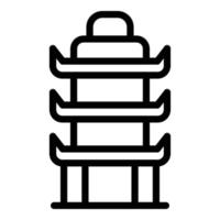 vector de contorno de icono de pagoda de palacio. edificio chino