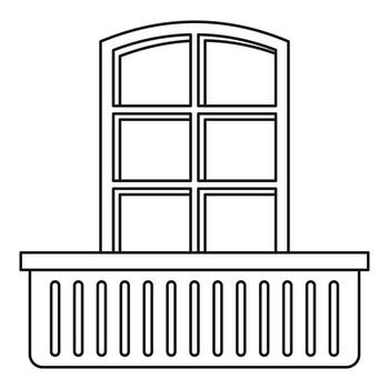 Retro window and balcony icon, outline style vector