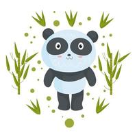 Cute Panda Cartoon Characters suitable for children's clothing designs vector