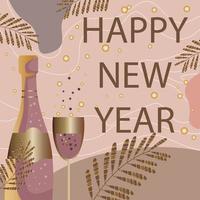 Happy New Year Flat Background Vector Illustration