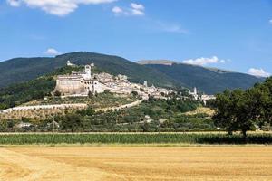Assisi village in Umbria region, Italy. The town is famous for the most important Italian Basilica dedicated to St. Francis - San Francesco. photo