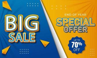 Big sale promotion banner for year. blue and yellow gradient sale background template vector