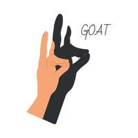 Hands gestures shadow. Antique gaming puppets from hands different theatral action animals goat recent vector symbols