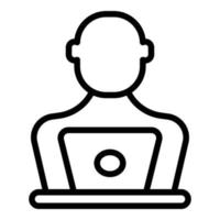 Laptop working icon outline vector. Business team vector
