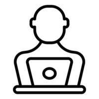 Laptop working icon outline vector. Business team vector