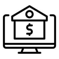 Online bank icon outline vector. Happy earn vector