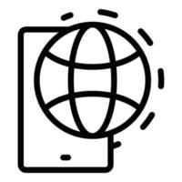 Smartphone globe integrity icon outline vector. Core mission vector