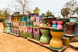 stone pots for flowers sold on the street photo