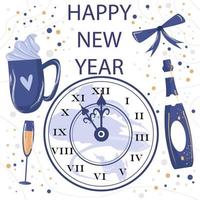 Happy New Year Flat Background Vector Illustration