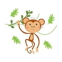 Cartoon Monkey Vector Illustration character  suitable for children's clothing designs
