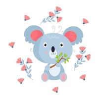 personajes de dibujos animados de koala adecuados para diseños de ropa infantil vector