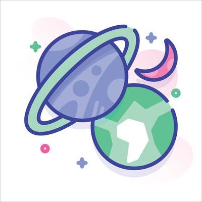 Planet and Earth  in Space Illustration