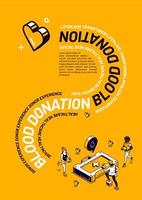 Blood donation isometric poster, donor experience vector
