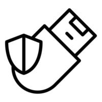 Secured usb flash icon outline vector. Data secure vector