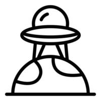 Ufo on planet icon outline vector. Space alien vector