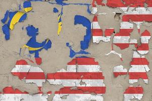 Malaysia flag depicted in paint colors on old obsolete messy concrete wall closeup. Textured banner on rough background photo