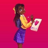 Black girl painter with notebook and pencil vector