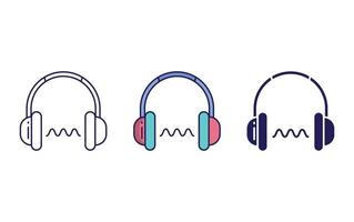 línea de auriculares e icono de glifo aislados en fondo blanco, escuchar ilustración vectorial vector