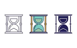 línea de reloj de arena e icono de glifo aislado en fondo blanco, ilustración de vector de tiempo de reloj de arena