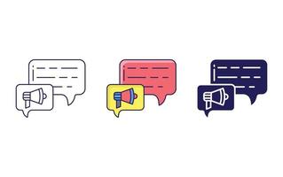 Ads chat line and glyph icon isolated on white background, Message Bubbles  Vector illustration collection.