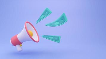 megaphone announcement product promotion alert. 3d illustration background. photo