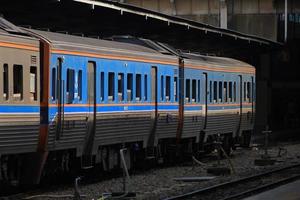 Bangkok, Thailand - October 29  Train at Hua Lamphong Railway Station on October 29, 2022 in Bangkok, Thailand. photo