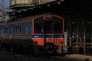 Bangkok, Thailand - October 29  Train at Hua Lamphong Railway Station on October 29, 2022 in Bangkok, Thailand. photo