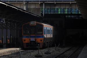 Bangkok, Thailand - October 29  Train at Hua Lamphong Railway Station on October 29, 2022 in Bangkok, Thailand. photo