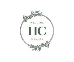 colección de logotipos de monograma de boda con letras iniciales hc, plantillas florales y minimalistas modernas dibujadas a mano para tarjetas de invitación, guardar la fecha, identidad elegante para restaurante, boutique, café en vector