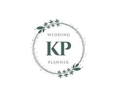 KP Initials letter Wedding monogram logos collection, hand drawn modern minimalistic and floral templates for Invitation cards, Save the Date, elegant identity for restaurant, boutique, cafe in vector