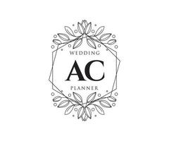 AC Initials letter Wedding monogram logos collection, hand drawn modern minimalistic and floral templates for Invitation cards, Save the Date, elegant identity for restaurant, boutique, cafe in vector