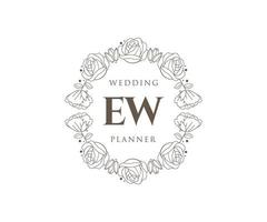 colección de logotipos de monograma de boda con letras iniciales nuevas, plantillas florales y minimalistas modernas dibujadas a mano para tarjetas de invitación, guardar la fecha, identidad elegante para restaurante, boutique, café en vector