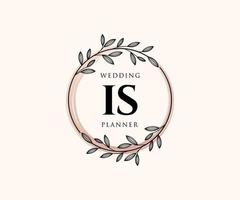 es una colección de logotipos de monograma de boda con letras iniciales, plantillas florales y minimalistas modernas dibujadas a mano para tarjetas de invitación, guardar la fecha, identidad elegante para restaurante, boutique, café en vector