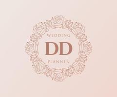 colección de logotipos de monograma de boda con letras iniciales dd, plantillas florales y minimalistas modernas dibujadas a mano para tarjetas de invitación, guardar la fecha, identidad elegante para restaurante, boutique, café en vector