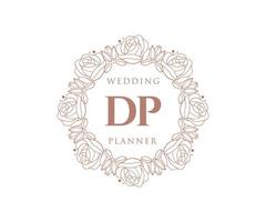 colección de logotipos de monograma de boda con letras iniciales de dp, plantillas florales y minimalistas modernas dibujadas a mano para tarjetas de invitación, guardar la fecha, identidad elegante para restaurante, boutique, café en vector