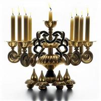 Menorah traditional candelabra and burning candles photo