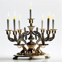 Menorah traditional candelabra and burning candles photo