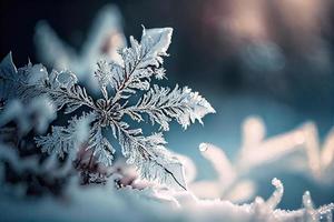 Winter background of snow and frost photo