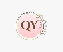Initial QY feminine logo. Usable for Nature, Salon, Spa, Cosmetic and Beauty Logos. Flat Vector Logo Design Template Element.