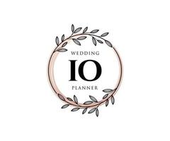 IO Initials letter Wedding monogram logos collection, hand drawn modern minimalistic and floral templates for Invitation cards, Save the Date, elegant identity for restaurant, boutique, cafe in vector