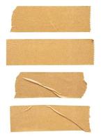 Brown adhesive paper tape set isolated on white background photo